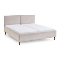 Smėlio spalvos dvigulė lova audiniu dengta su lovos grotelėmis 180x200 cm Piano – Meise Möbel