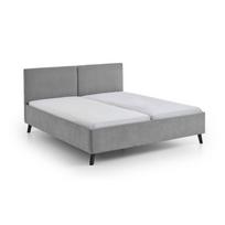 Pilkos spalvos dvigulė lova audiniu dengta su lovos grotelėmis 180x200 cm Piano – Meise Möbel