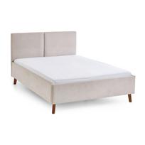 Smėlio spalvos dvigulė lova audiniu dengta su lovos grotelėmis 140x200 cm Piano – Meise Möbel