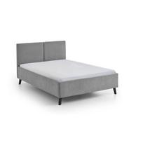 Pilkos spalvos dvigulė lova audiniu dengta su lovos grotelėmis 140x200 cm Piano – Meise Möbel