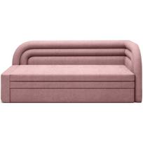 Rožinės spalvos iš šenilinio audinio sulankstoma/su sandėliavimo vieta sofa su dešiniuoju kampu 223 cm Fabillo – ELTAP