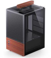 Jonsbo T6 kompiuterio korpusas, Mini-Tower, Mini-ITX, grūdintas stiklas, mediena – Juodas
