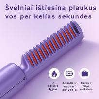 Belaidis plaukų tiesintuvas-šukos – tiesiems ir švelniems plaukams