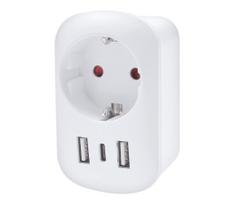 Solight PA03UK - kelioninis maitinimo adapteris, skirtas Jungtinės Karalystės lizdams (230 V), 2x USB-A ir 1x USB-C
