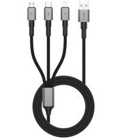 Pilkas laidas USB - (Lightning + Type-C + MicroUSB) 3A 120cm "Tech-Protect Ultraboost DNA 3in1"