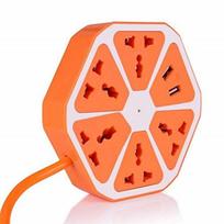 220 V šakotuvas su USB Hexagon Socket : Spalva - Oranžinė (OR)