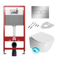 Komplektas Tece rėmas su Tece Solid mygtuku ir pakabinamas klozetas GSI Modo su SWIRLFLUSH® nuplovimo sistema