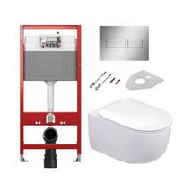 Komplektas Tece rėmas su Tece Solid mygtuku ir pakabinamas klozetas HATRIA Futura  su PURE VORTEX® ir plonu lėtaeigiu dangčiu
