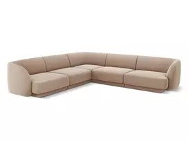 Velvet u formos kampinė sofa, Miley, 5 vietų, 255x255x70, kapučino spalvos