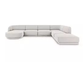U formos kampinė sofa - dešinė, Miley, 6 sėdimos vietos, 330x255x70, šviesiai pilka