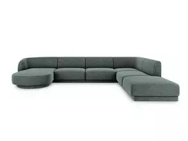 U formos kampinė sofa - dešinė, Miley, 6 sėdimos vietos, 330x255x70, benzino spalvos