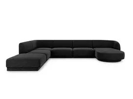 U formos kampinė sofa - kairė, Miley, 6 sėdimos vietos, 330x255x70, juoda