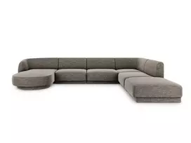 U formos kampinė sofa - dešinė, Miley, 6 sėdimos vietos, 330x255x70, pilka