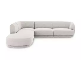 Kampinė sofa - kairė, Miley, 6 sėdimos vietos, 255x248x70, šviesiai pilka