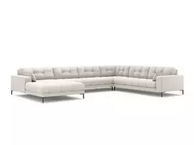 U formos kampinė sofa - dešinė, Mamaia, 7 sėdimos vietos, 327x256x75, šviesiai smėlio spalvos