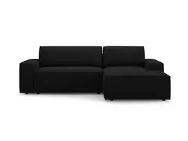 Boucle kampinė sofa - dešinė lova su patalynės dėže, Jodie, 3 sėdimos vietos, 246x151x86, juoda