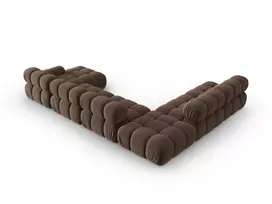 Velvet modulinė U formos kampinė sofa - kairė, Bellis, 7 sėdimos vietos, 376x282x70, tamsiai ruda