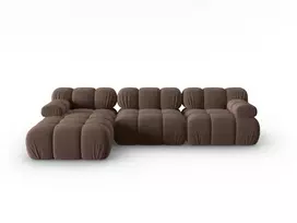 Velvet modulinė kampinė sofa - kairė, Bellis, 4 sėdimos vietos, 282x155x70, tamsiai ruda