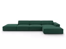 Modulinė kampinė sofa - dešinė, Jodie, 5 vietų, 341x166x70, žalia