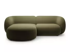 Velvet modulinė kampinė sofa - kairė, Kate, 2 sėdimos vietos, 255x176x76, žalia