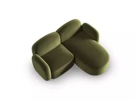 Velvet kampinė sofa - dešinė, Blair, 3 vietų, 194x167x76, šviesiai žalia