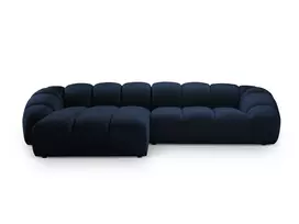 Velvet kampinė sofa - kairė, Diana, 4 sėdimos vietos, 334x182x72, karališkoji mėlyna