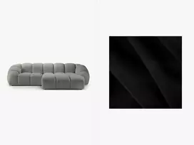 Velvet kampinė sofa - dešinė, Diana, 3 vietų, 294x182x72, juoda