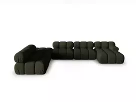 Modulinė U formos kampinė sofa - kairė, Bellis, 7 sėdimos vietos, 376x282x70, Amazon Green