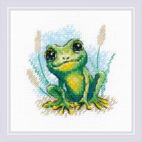 RIOLIS siuvinėjimo rinkinys „Little Frog“ Nr. 2286, AIDA 10 ct, 15×15 cm, vilnos/akrilo siūlai