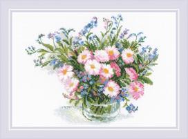 Gentle Daisies — RIOLIS siuvinėjimo rinkinys Nr. 2277, 14ct AIDA 30×21 cm, 17 spalvų