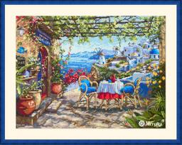 Merejka Santorinis — terasos panorama, sienų paveikslas 38,5×29 cm