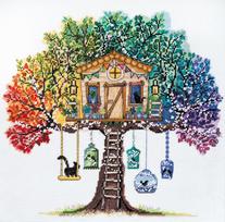 Abris Art siuvinėjimo rinkinys „Katės namas“ 33×33 cm (14 ct) su PRECIOSA karoliukais