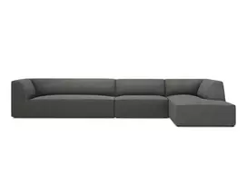 Modulinė kampinė sofa - dešinė, Ruby, 5 vietų, 366x180x69, tamsiai pilka