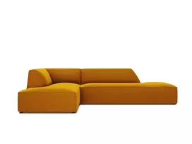 Velvet modulinė kampinė sofa - kairė, Ruby, 4 sėdimos vietos, 273x180x69, geltona