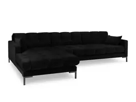 Velvet kampinė sofa - kairė, Mamaia, 5 vietų, 293x185x75, juoda