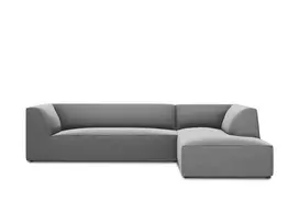 Velvet modulinė kampinė sofa - dešinė, Ruby, 4 sėdimos vietos, 273x180x69, pilka