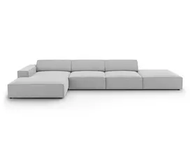 Modulinė kampinė sofa - kairė, Jodie, 5 vietų, 341x166x70, šviesiai pilka