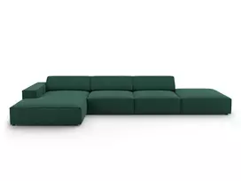 Modulinė kampinė sofa - kairė, Jodie, 5 vietų, 341x166x70, žalia
