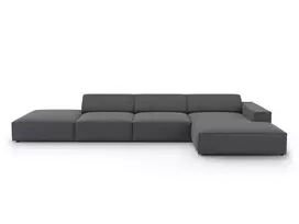 Modulinė kampinė sofa - dešinė, Jodie, 5 vietų, 341x166x70, tamsiai pilka