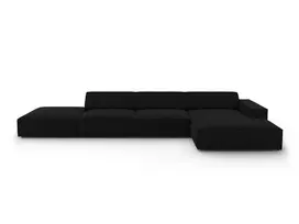 Velvet modulinė kampinė sofa - dešinė, Jodie, 5 sėdimos vietos, 341x166x70, juoda