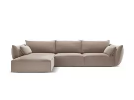 Velvet kampinė sofa - kairė, Kaelle, 4 sėdimos vietos, 308x171x85, kapučino spalvos