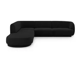 Velvet kampinė sofa - kairė, Miley, 6 sėdimos vietos, 255x248x70, juoda