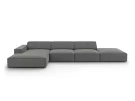Velvet modulinė kampinė sofa - kairė, Jodie, 5 vietų, 341x166x70, šviesiai pilka
