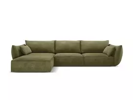 Kampinė sofa - kairė, Kaelle, 4 sėdimos vietos, 308x171x85, žalia