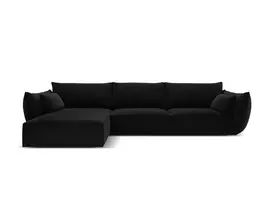 Velvet kampinė sofa - kairė, Kaelle, 4 sėdimos vietos, 308x171x85, juoda