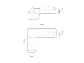 Boucle kampinė sofa - kairė, Molino, 6 sėdimos vietos, 315x250x72, tamsiai mėlyna