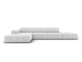 Velvet kampinė sofa - kairė, Jennifer, 5 vietų, 341x166x70, sidabrinė