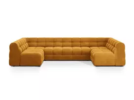 Velvet U formos sofa, Kendal, 7 sėdimos vietos, 372x203x79, garstyčių spalvos