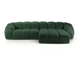 Velvet kampinė sofa - dešinė, Diana, 4 sėdimos vietos, 334x182x72, žalia