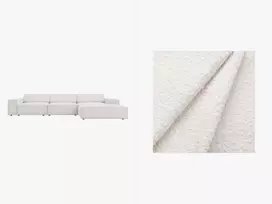 Boucle modulinė kampinė sofa - dešinė, Jodie, 4 sėdimos vietos, 284x166x70, balta